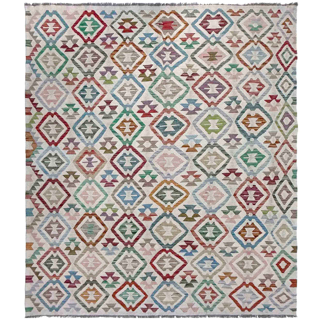 Afghan Vegetable Kilim Rug 6' 0" x 8' 7" Flat-Weave