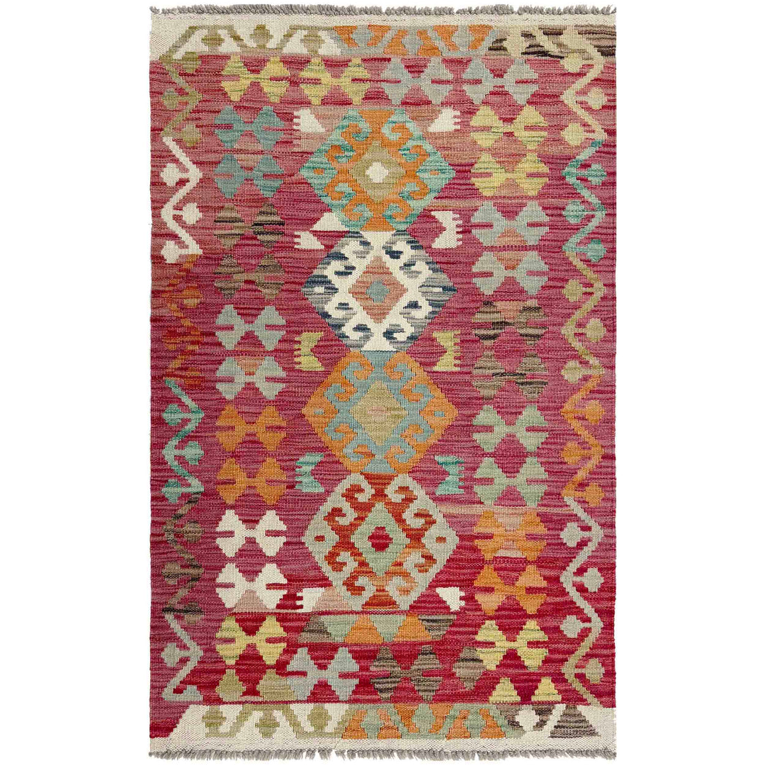 Afghan Vegetable Kilim Rug 2' 6" x 4' 4" Flat-Weave