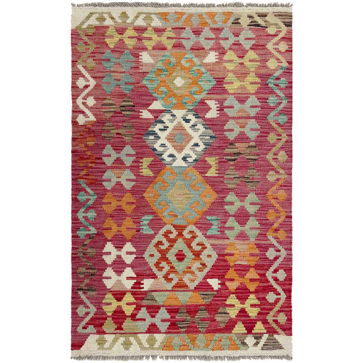 Afghan Vegetable Kilim Rug 2' 6" x 4' 4" Flat-Weave