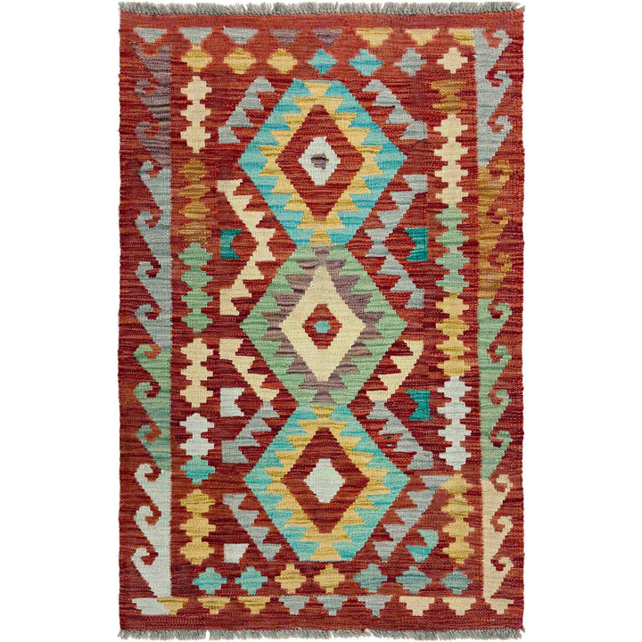 Afghan Vegetable Kilim Rug 2' 5" x 4' 0" Flat-Weave