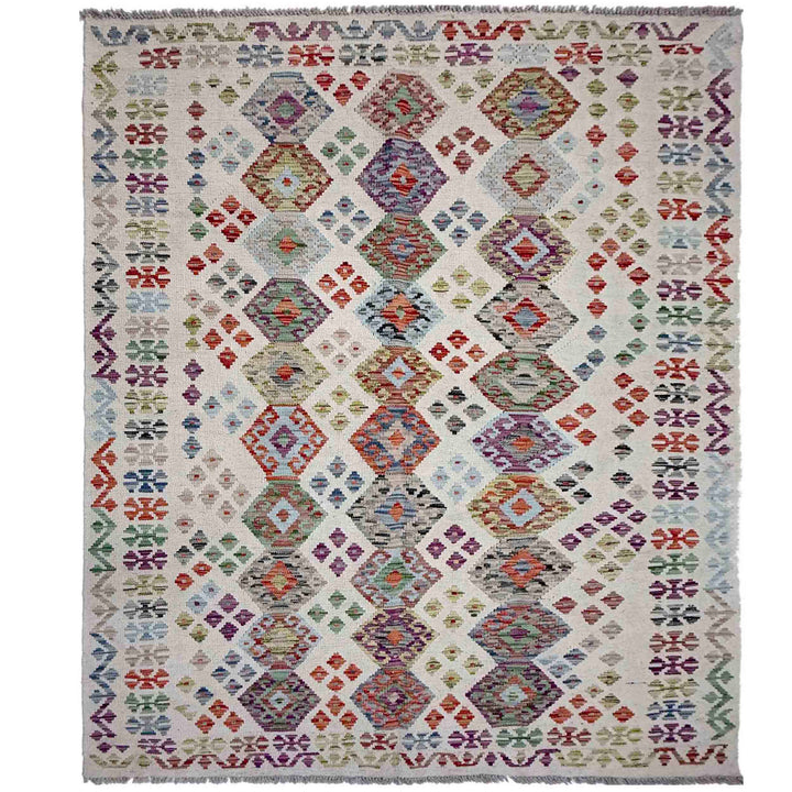 Afghan Vegetable Kilim Rug 5' 0" x 7' 3" Flat-Weave