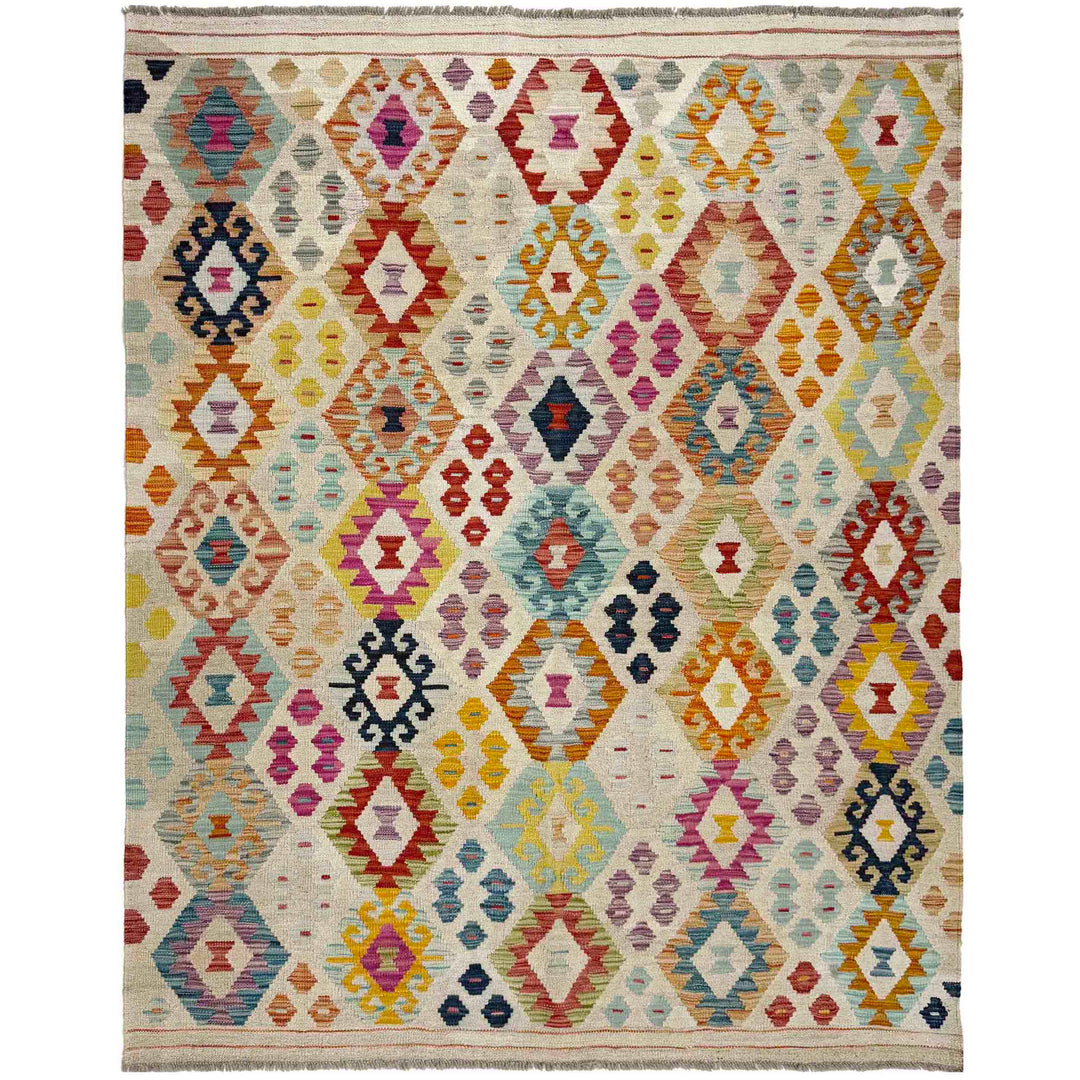 Afghan Vegetable Kilim Rug 5' 1" x 6' 5" Flat-Weave