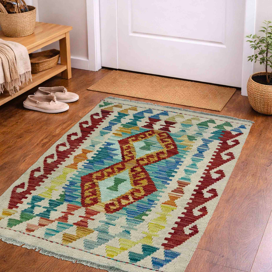 Handmade Turkish Design Wool Kilim 2' 3" x 2' 11" - No. AL639299
