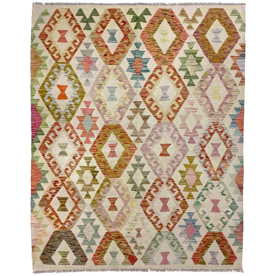 Afghan Kilim Rug 4'11" x 6'6" Flat-Weave