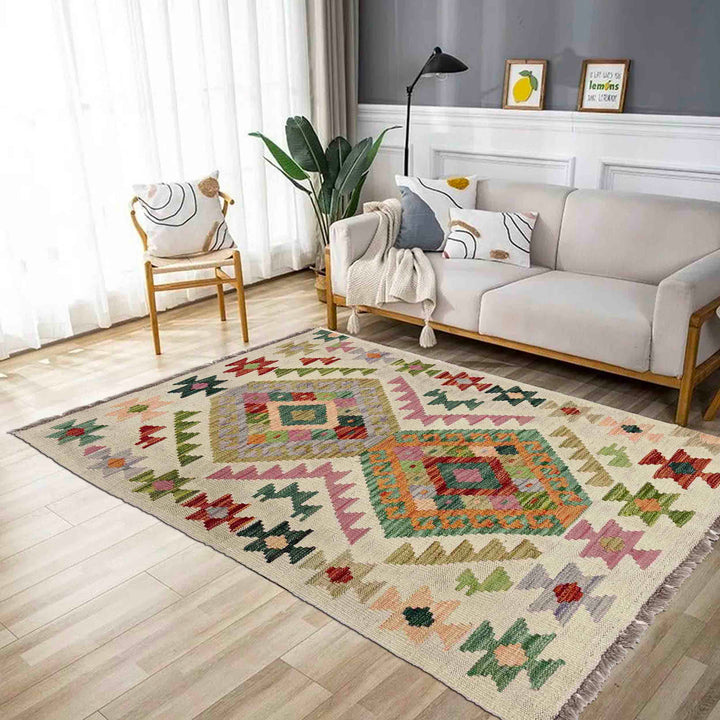 Afghan Kilim Rug 2' 6" x 4' 4" Flat-Weave | No. AL49333