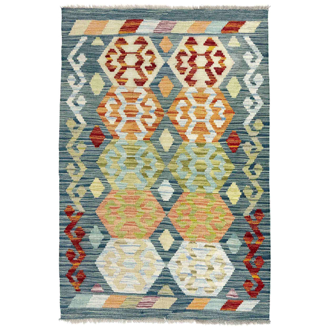 Afghan Kilim Rug 2' 8" x 4' 1" Flat-Weave