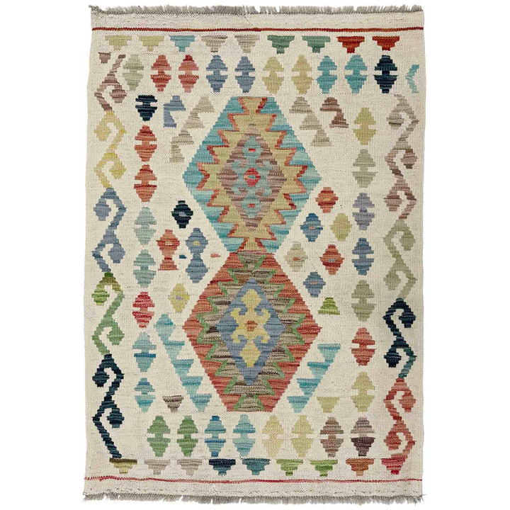 Multi Color ful Flat-Weave Wool Kilim 2' 8" x 4' 1" - No. AL422630