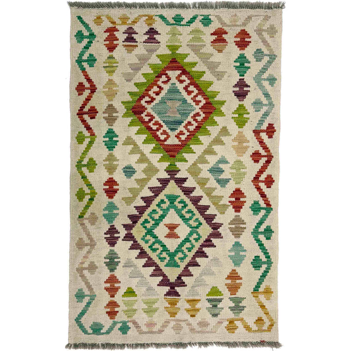 Hand Knotted Afghan Style Kilim 2' 5" x 4' 1" - No. AL887407