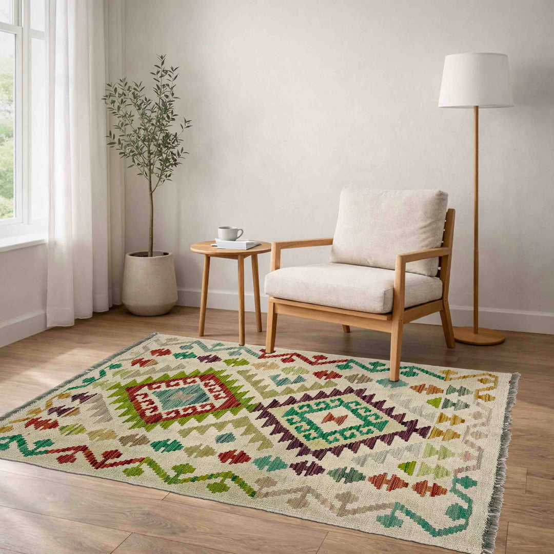 Hand Knotted Afghan Style Kilim 2' 5" x 4' 1" - No. AL887407
