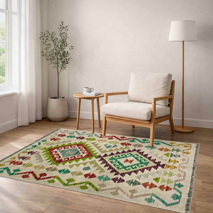 Hand Knotted Afghan Style Kilim 2' 5" x 4' 1" - No. AL887407