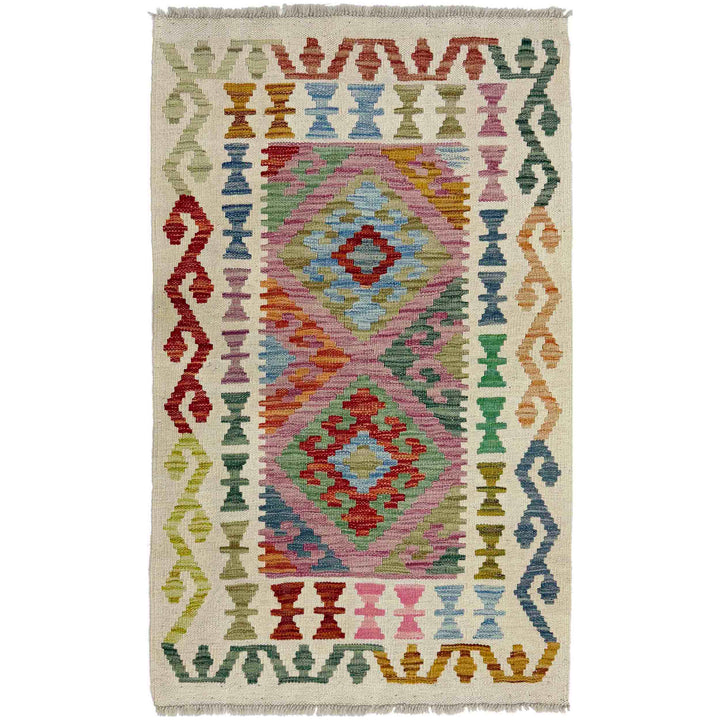 Handmade Turkish Design Wool Kilim 2' 4" x 4' 1" - No. AL857081