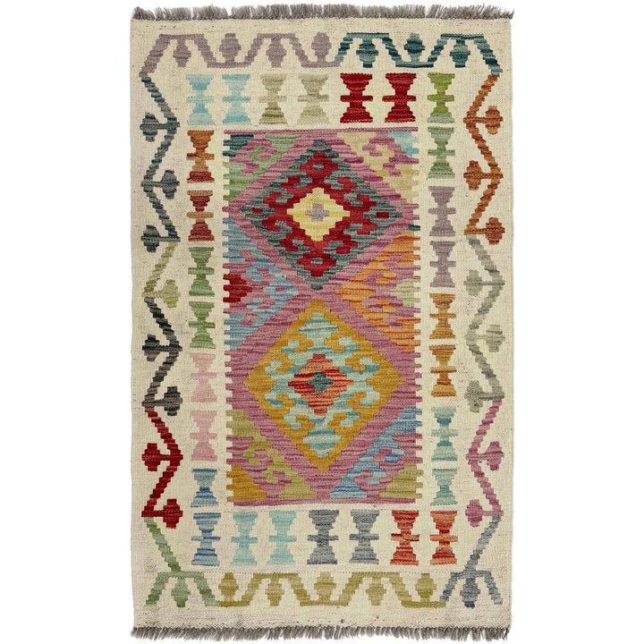 Afghan Kilim Rug 2' 6" x 4' 0" Flat-Weave