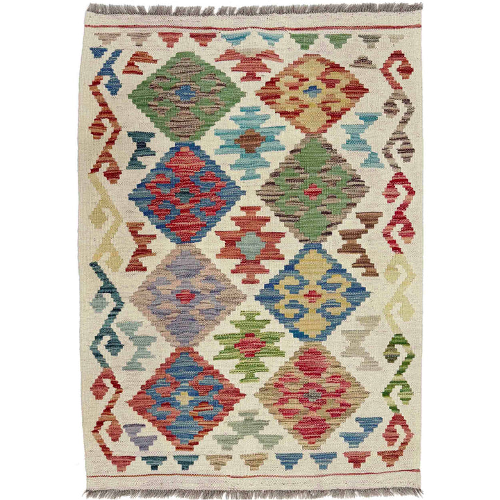 Afghan Chobi Kilim Rug 2' 9" x 4' 2" Flat-Weave