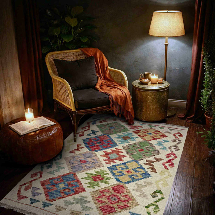 Afghan Chobi Kilim Rug 2' 9" x 4' 2" Flat-Weave reverse