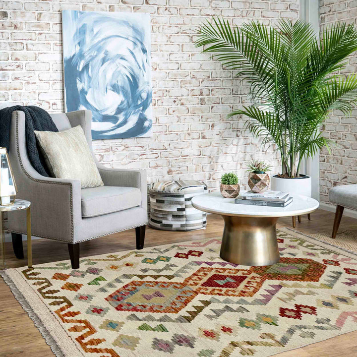 Multi Color ful Flat-Weave Wool Kilim 2' 10" x 4' 2" - No. AL823893