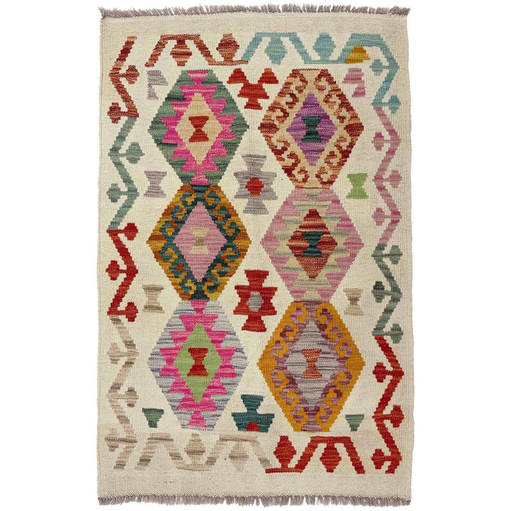 Afghan Kilim Rug 2' 7" x 3' 11" Flat-Weave | No. AL71510