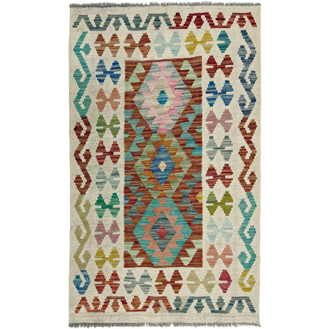 Afghan Vegetable Kilim Rug 2' 6" x 4' 0" Flat-Weave