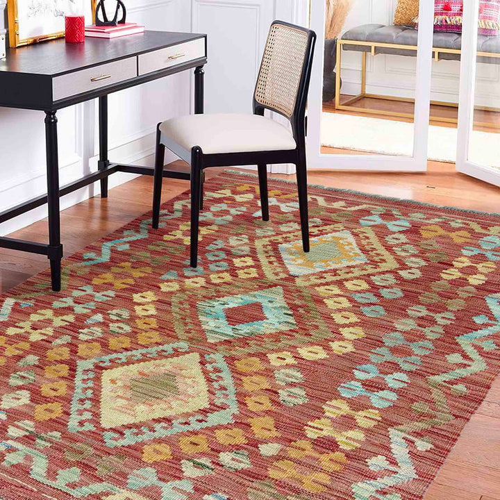 Afghan Kilim Rug 2' 8" x 4' 2" Flat-Weave reverse