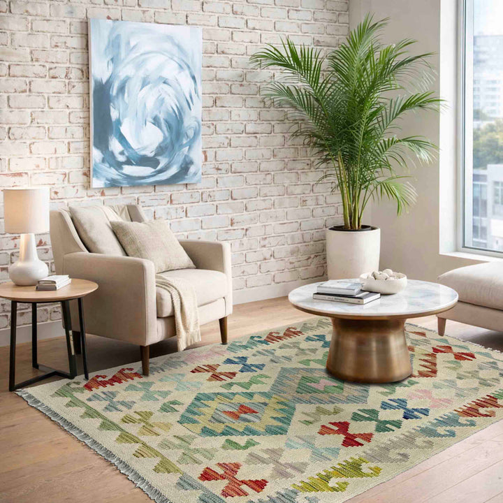 Afghan Kilim Rug 2' 9" x 4' 2" Flat-Weave | No. AL14627