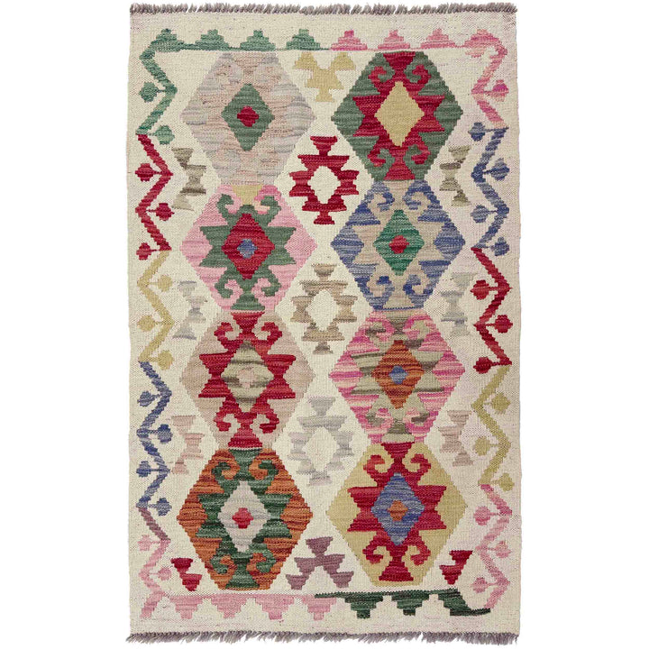 Afghan Kilim Rug 2'7" x 4'2" Flat-Weave