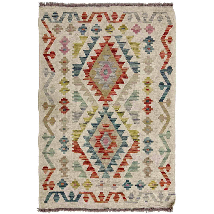 Hand Knotted Afghan Style Kilim 2' 8" x 3' 11" - No. AL386640