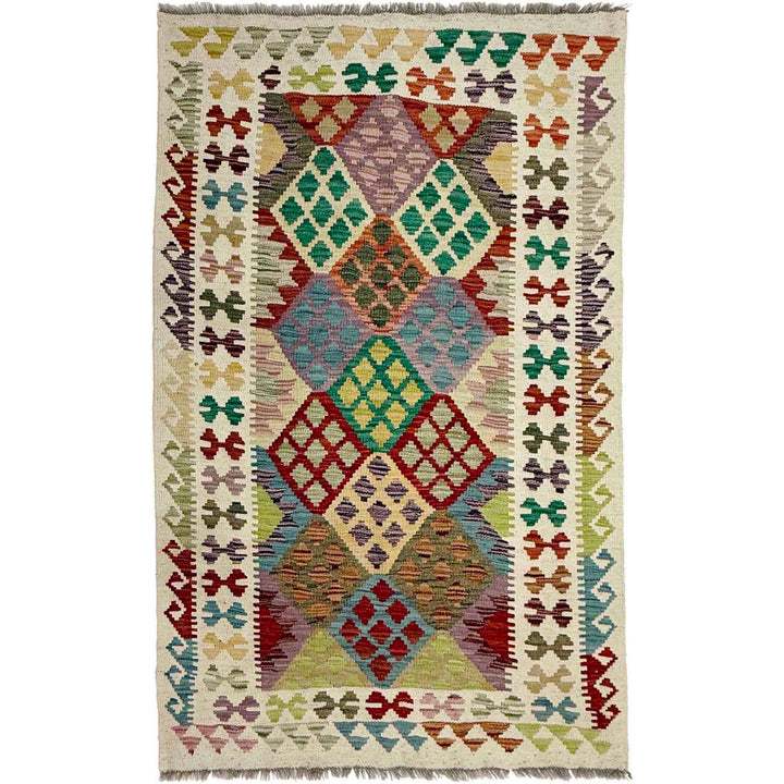 Afghan Kilim Rug 3' 1" x 5' 4" Flat-Weave | No. AL33673