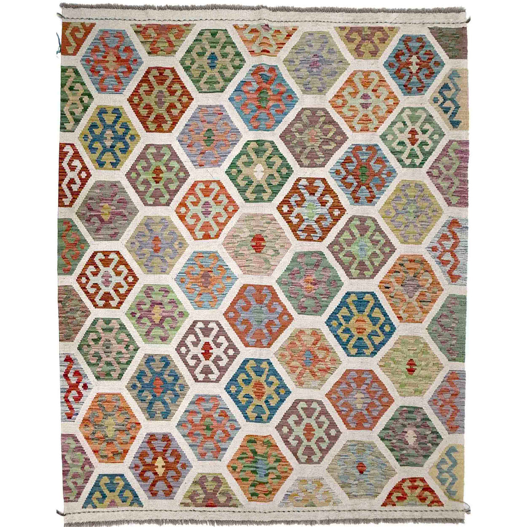 Afghan Kilim Rug 6' 2" x 8' 1" Hand-Woven