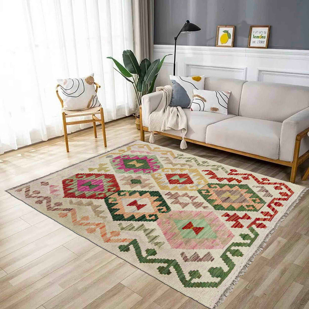 Afghan Kilim Rug 2' 7" x 4' 0" Flat-Weave reverse