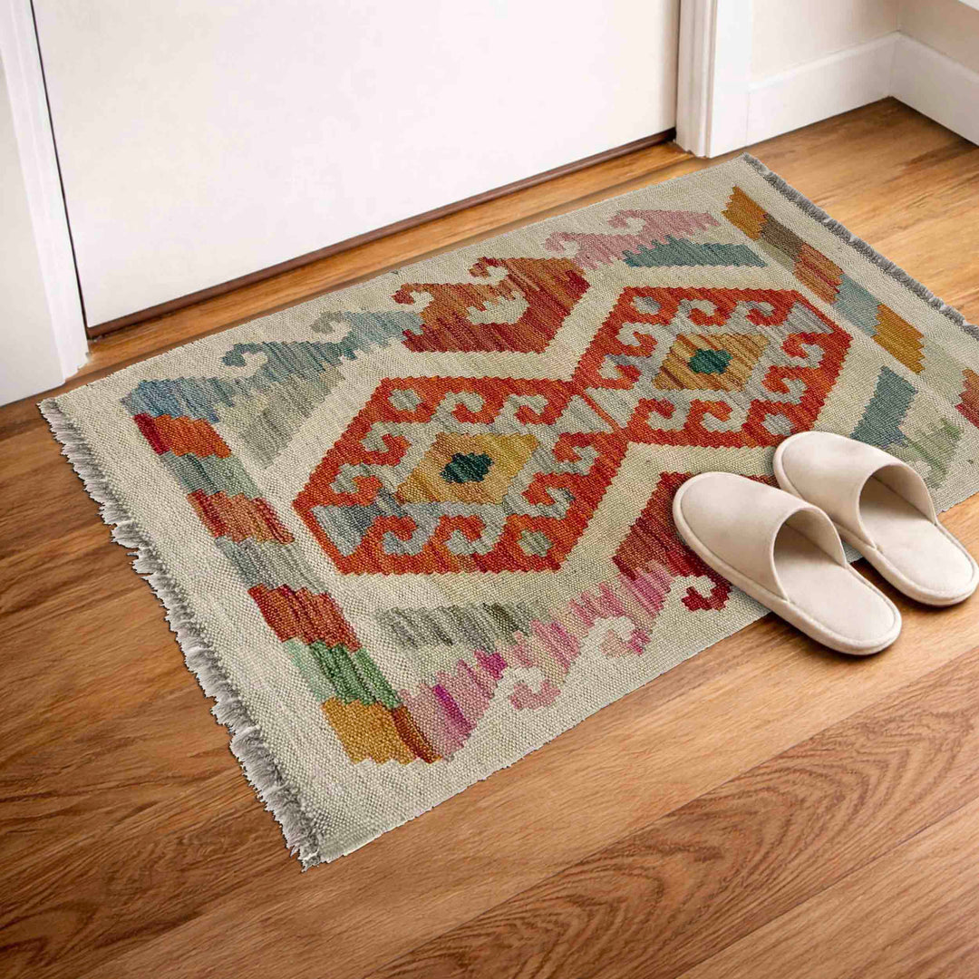 Handmade Afghan Vegetable Kilim 1' 10" x 2' 8" - No. AL974057