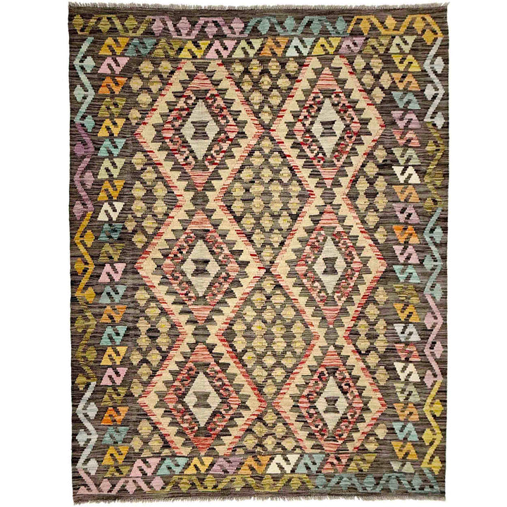 Afghan Kilim Rug 4' 10" x 6' 8" Flat-Weave | No. AL68786