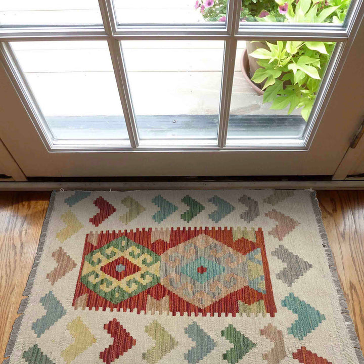 Hand Knotted Afghan Style Kilim 2' 2" x 3' 3" - No. AL375798