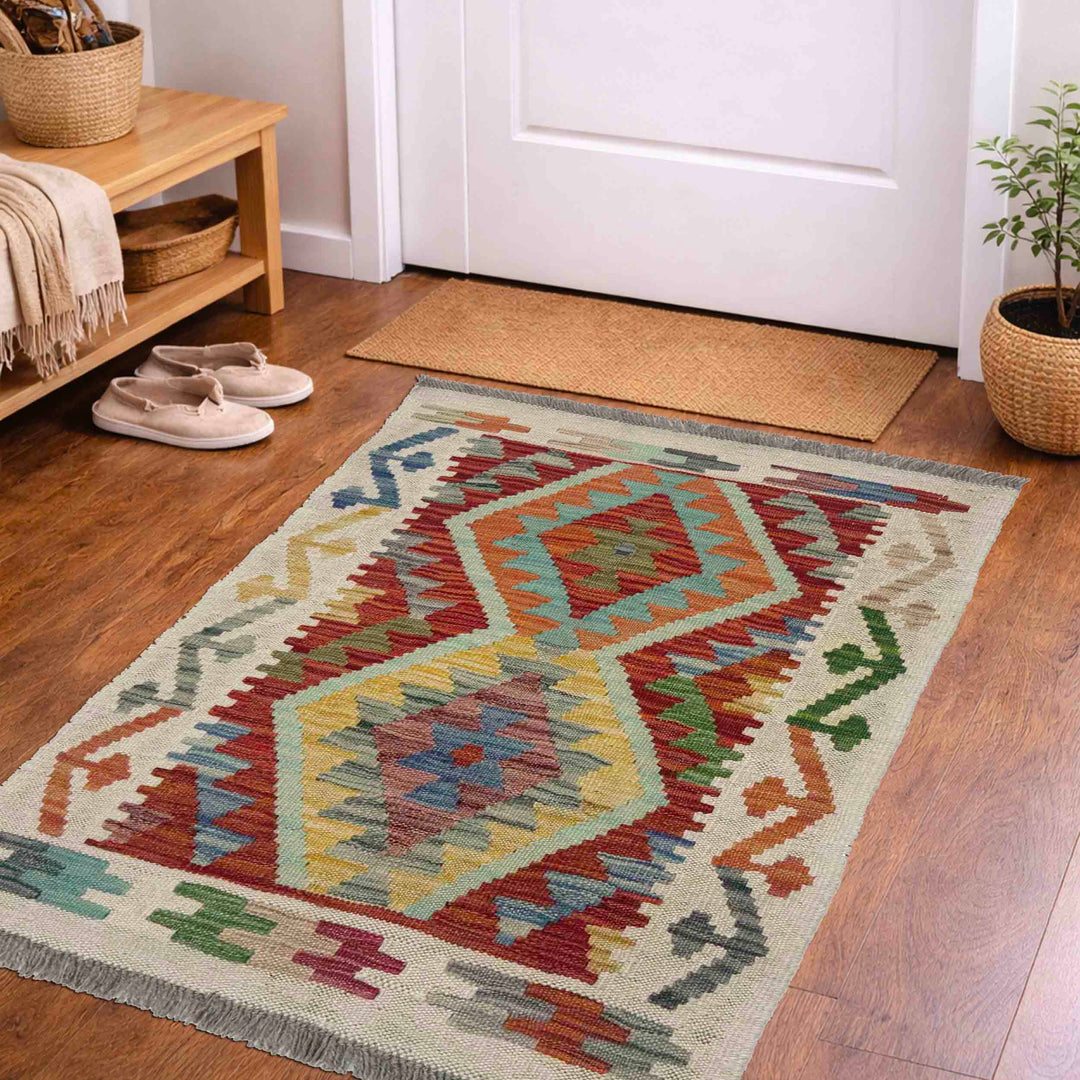 Hand Woven Wool Kelim 2' 0" x 2' 11" - No. AL648337