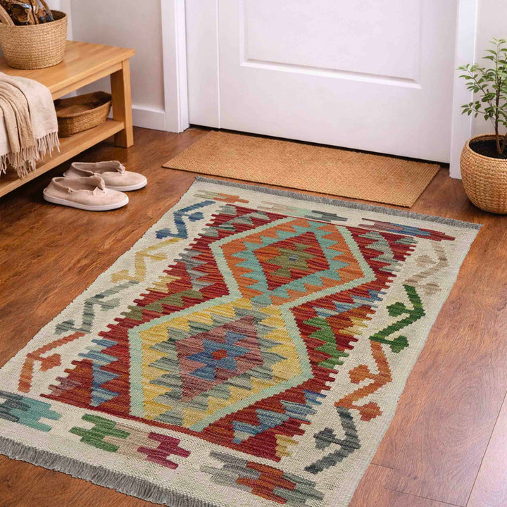 Hand Woven Wool Kelim 2' 0" x 2' 11" - No. AL648337