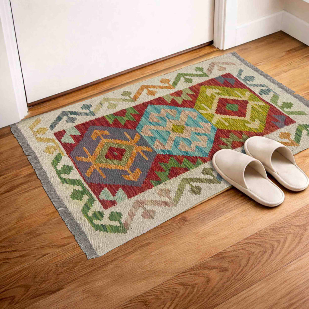 Handmade Turkish Design Wool Kilim 1' 10" x 3' 1" - No. AL718911