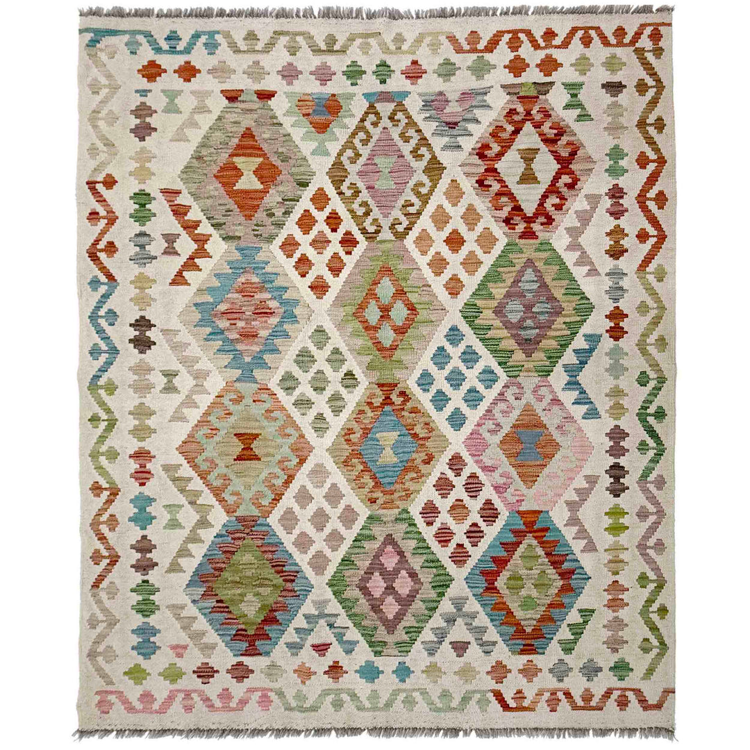 Afghan Kilim Rug 4' 11" x 6' 4" Flat-Weave