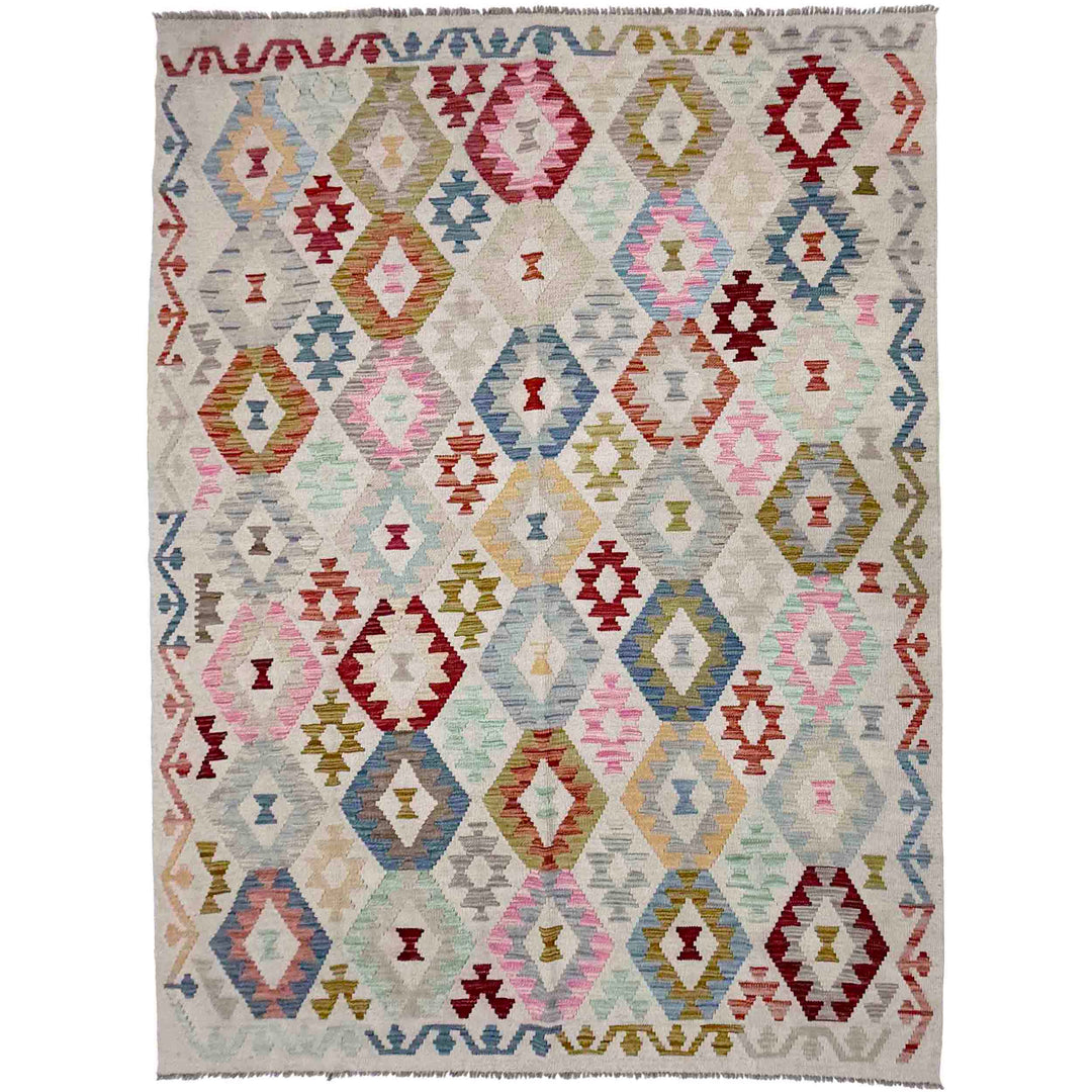 Afghan Kilim Rug 6' 0" x 8' 2" Flat-Weave