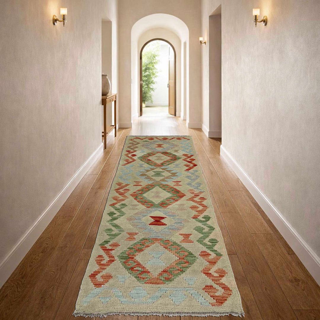 Afghan Vegetable Kilim Rug 1' 7" x 5' 6" Flat-Weave reverse