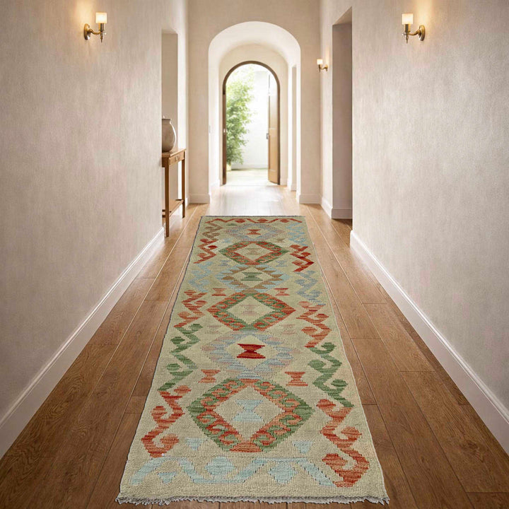 Afghan Vegetable Kilim Rug 1' 7" x 5' 6" Flat-Weave reverse