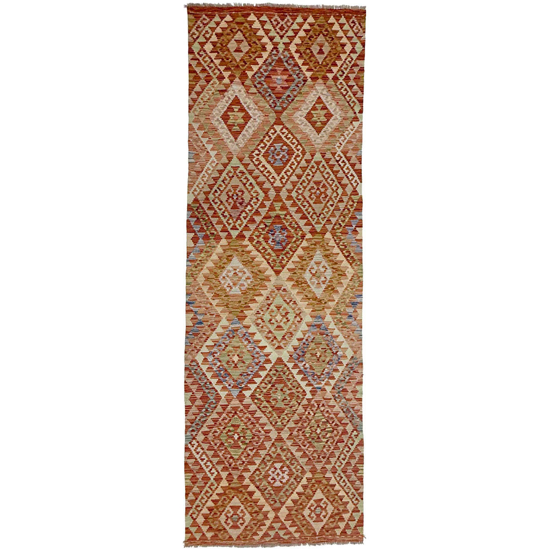 Afghan Vegetable Kilim Rug 3' 1" x 10' 0" Flat-Weave