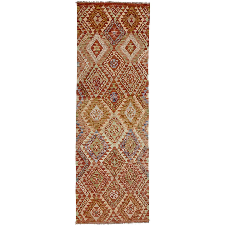 Afghan Vegetable Kilim Rug 3' 1" x 10' 0" Flat-Weave