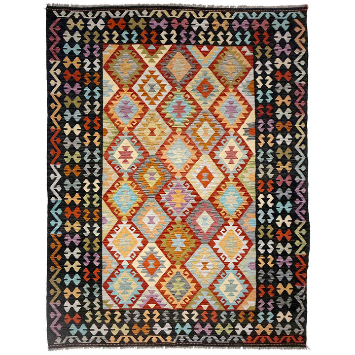 Afghan Vegetable Kelim Rug 6' 9" x 9' 8" Flat-Weave