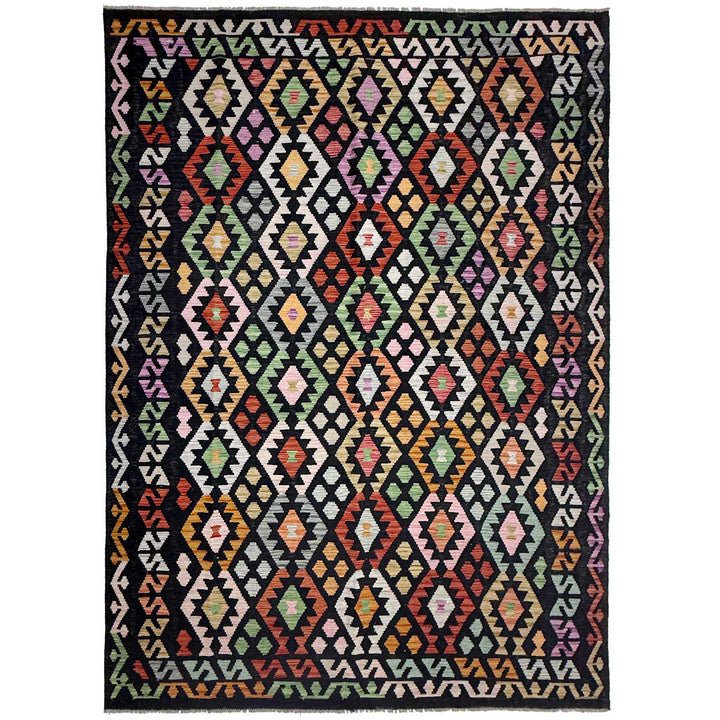 Afghan Vegetable Kilim Rug 6' 6" x 9' 7" Flat-Weave