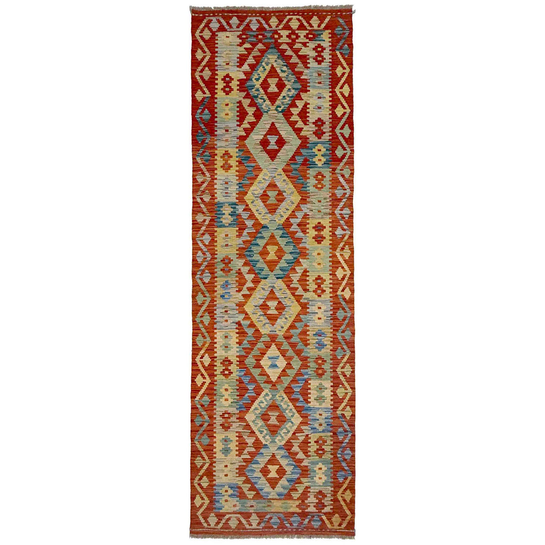 Afghan Vegetable Kilim Runner 2' 7" x 9' 10" Flat-Weave
