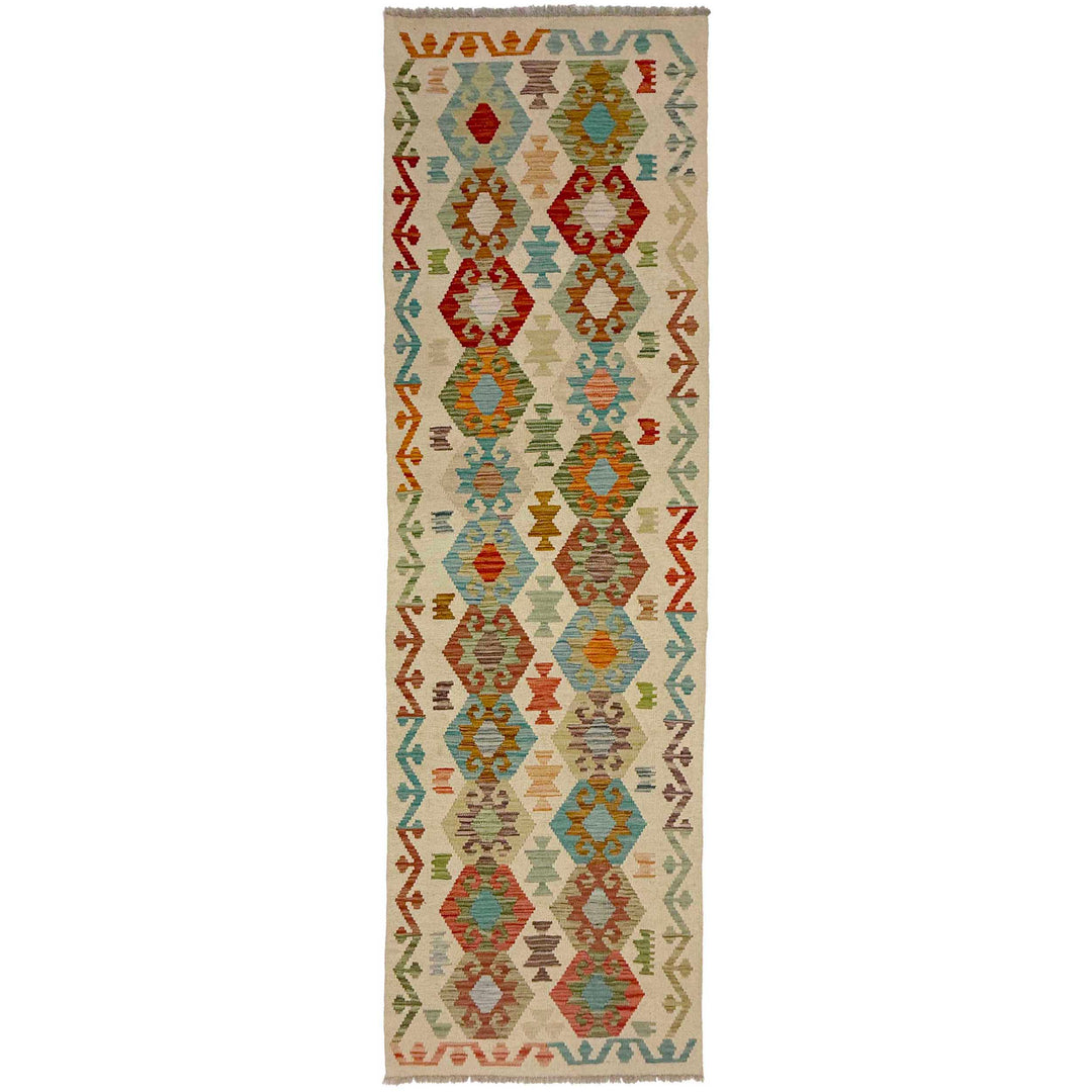 Afghan Vegetable Kilim Rug 2' 7" x 9' 6" Flat-Weave