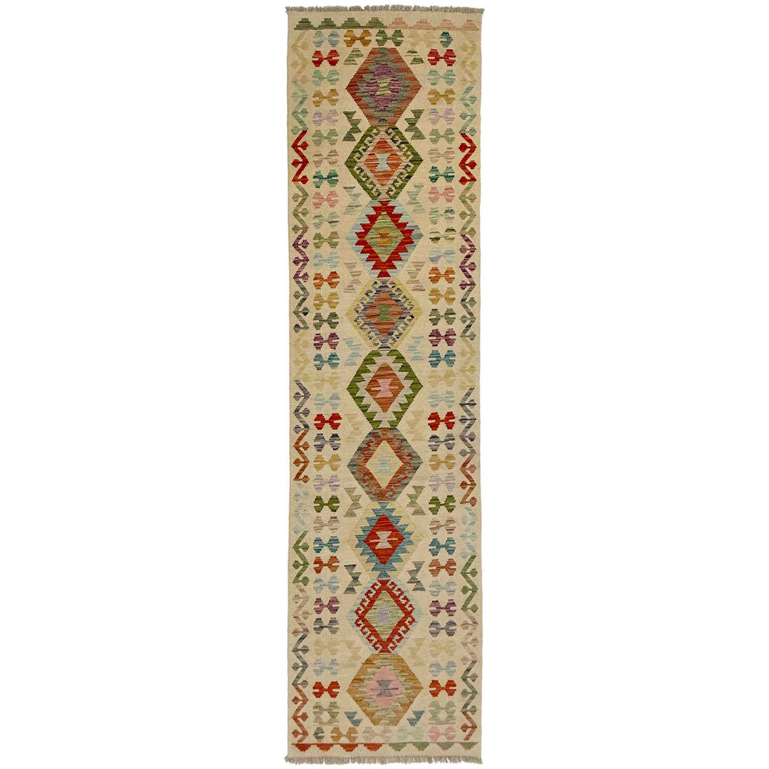 Afghan Vegetable Kilim Rug 2' 7" x 9' 9" Flat-Weave