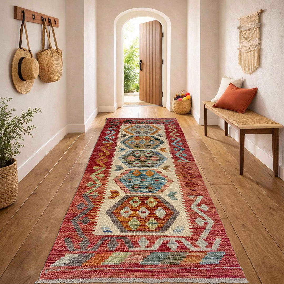 Afghan Kilim Rug 2' 0" x 5' 10" Flat-Weave reverse
