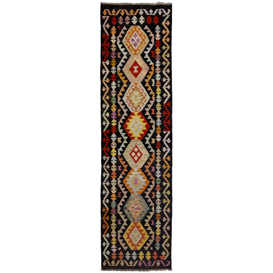 Afghan Vegetable Kilim Rug 2' 7" x 9' 10" Flat-Weave
