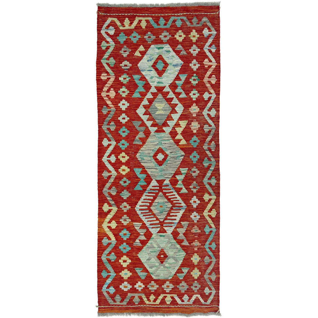 Afghan Vegetable Kilim Rug 2' 1" x 5' 2" Flat-Weave