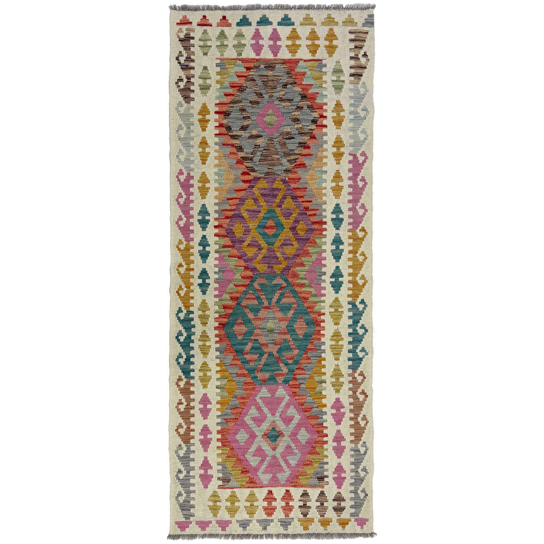 Afghan Vegetable Kilim Rug 2' 6" x 6' 9" Flat-Weave