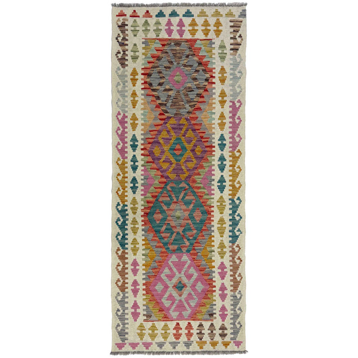 Afghan Vegetable Kilim Rug 2' 6" x 6' 9" Flat-Weave